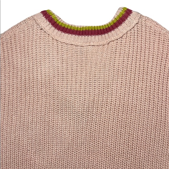 NEW Free People Slouchy Sweater Oversized Tunic Mini V-Neck Cotton Blend Pink XS - Picture 14 of 16